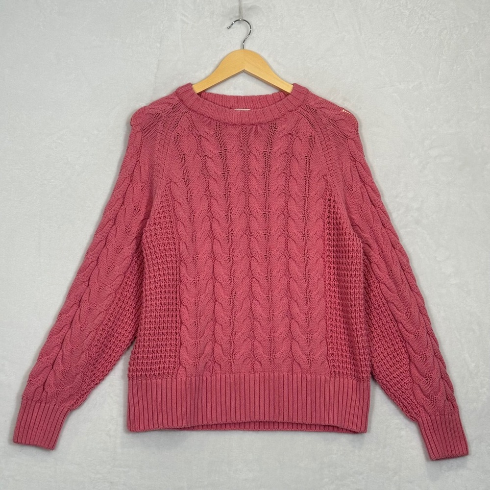 A New Day Pink Cable Knit Crewneck Sweater Medium